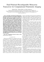 Dual-Polarized Reconfigurable Metacavity Transceiver for Computational Polarimetric Imaging