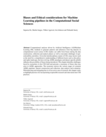 Biases and&nbsp;Ethical Considerations for&nbsp;Machine Learning Pipelines in&nbsp;the&nbsp;Computational Social Sciences