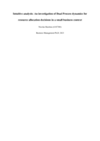 Intuitive analysis: An investigation of Dual Process dynamics for resource allocation decisions in a small business context