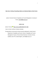 More than a Feeling: Storytelling, Memory and National Myths at Dark Events