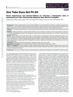 One Tube Does Not Fit All: Parent Experiences and Decision-Making for Choosing a Nasogastric Tube or Gastrostomy for Their Child During Allogeneic Bone Marrow Transplant