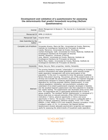 Development and validation of a questionnaire for assessing the determinants that predict household recycling (ReDom Questionnaire)