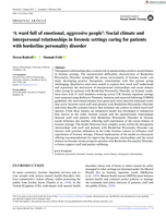 'A ward full of emotional, aggressive people': Social climate and interpersonal relationships in forensic settings caring for patients with borderline personality disorder