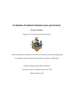 Evaluation of ambient ionisation mass spectrometry