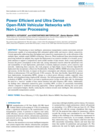 Power Efficient and Ultra Dense Open-RAN Vehicular Networks with Non-Linear Processing