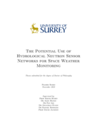 The Potential Use of Hydrological Neutron Sensor Networks for Space Weather Monitoring