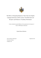 The Effects of Integrating Humorous Video Tasks into English Language Instruction on EFL Learners' Task Motivation and Receptive and Productive Vocabulary Performance
