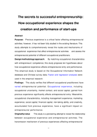 The secrets to successful entrepreneurship: how occupational experience shapes the creation and performance of start-ups