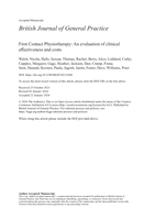 First Contact Physiotherapy: An evaluation of clinical effectiveness and costs