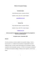 Platform and Ecosystem Strategy