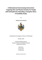 A Motivational Interviewing Intervention Targeting Diet and Physical Activity for People with Schizophrenia Attending a Clozapine Clinic: A Feasibility Study