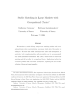 Stable matching in large markets with occupational choice