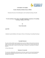 “I’m kind of finding myself, I think”: Parentified Individuals’ Experiences of Counselling Psychology Training. An IPA Study