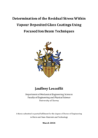 Determination of the Residual Stress Within Vapour Deposited Glass Coatings Using Focused Ion Beam Techniques