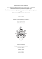 A thesis of clinical research and practice: Part A: A phenomenological exploration of non-carrying mothers’ in same-gender relationships experiences of a psychologically traumatic birth; Part B: Partners’ experiences of primary and secondary tokophobia: A qualitative systematic review; Part C: Summary of clinical practice and assessments