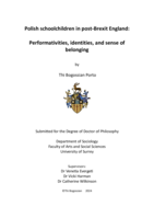 Polish schoolchildren in post-Brexit England: Performativities, identities, and sense of belonging