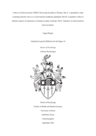 A thesis of clinical research: DiSInT: Discussing Sexuality in Therapy. Part A: A quantitative study examining minority stress in a sexual minority healthcare population; Part B: A qualitative reflexive thematic analysis of experiences of sharing sexuality in therapy. Part C: Summary of clinical practice and assessments.