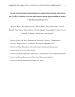 The Role of Individual and Contextual Resources Among Italian Emerging Adults During the COVID-19 Pandemic: A Person- and Variable-Centered Approach Within the Positive Youth Development Framework