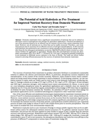 The Potential of Acid Hydrolysis as Pre-Treatment for Improved Nutrient Recovery from Domestic Wastewater