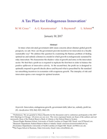 A Tax Plan for Endogenous Innovation *