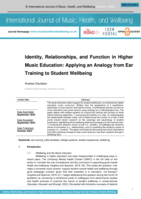 Identity, Relationships, and Function in Higher Music Education: Applying an Analogy from Ear Training to Student Wellbeing