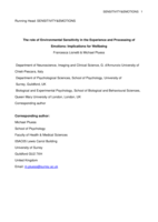 The role of Environmental Sensitivity in the Experience and Processing of Emotions: Implications for Wellbeing