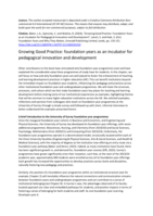 Growing Good Practice: foundation years as an incubator for pedagogical innovation and development