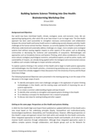 Systems thinking workshop report Building Systems Science Thinking into One Health: Brainstorming Workshop One Workshop Outcomes Background and Objectives