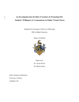 An Investigation into the Role of Teachers in Promoting EFL Students’ Willingness to Communicate in Online Virtual Classes