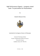 High Performance Organic – Inorganic mixed Lead– Tin perovskites for Photovoltaics