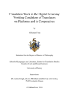 Translation Work in the Digital Economy: Working Conditions of Translators on Platforms and in Cooperatives