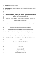 Alexithymia may explain the genetic relationship between 8 autism and sensory sensitivity