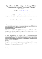 Impact of innovation effort on exports from emerging market firms: limitations arising from complementary resource constraints