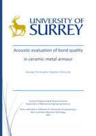 Acoustic evaluation of bond quality in ceramic-metal armour