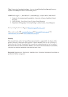 Conservation‑led palaeolimnology: a review of applied palaeolimnology and lessons to improve accessibility and value to conservation practice