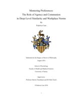 Mentoring Preferences: The Role of Agency and Communion in Deep-Level Similarity and Workplace Norms