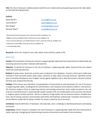 The Role of Homecare in Addressing Food and Drink Care-Related Needs and Supporting Outcomes for Older Adults: An International Scoping Review