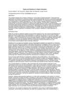 Equity and Resilience in Higher Education