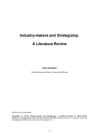 Industry-makers and Strategizing: A Literature Review