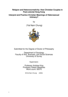 Religion and Heteronormativity - How Christian Couples in Post-colonial Hong Kong Interpret and Practice Christian Meanings of Heterosexual Intimacy