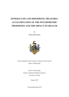 Hyperacusis and Misophonia Measures: An Examination of the Psychometric Properties and the Impact on Health