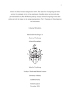 A thesis of clinical research and practice: Part A: The dual roles of caregiving and stroke  survival: A systematic review of the experiences of modern stroke survivors who also  provide familial care; Part B: Meaning-making amongst informal caregiving women after  stroke survival: the impact on the caregiving experience; Part C: Summary of clinical practice  and assessments