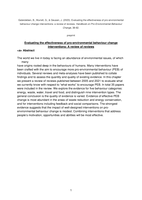 Evaluating the effectiveness of pro-environmental behaviour change interventions: a review of reviews