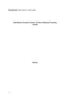 False Memory Formation in Autism: The Role of Relational Processing at Study