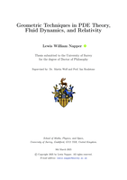 Geometric Techniques in PDE Theory, Fluid Dynamics, and Relativity