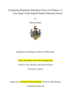 Evaluating Hospitality Education Fitness for Purpose: A Case Study of the English Further Education Sector: Curriculum development and design