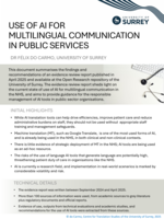 Summary report: Evidence review of use of AI in the public sector