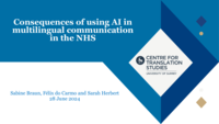 Consequences of using AI in multilingual communication in the NHS (CTS/NHS workshop)