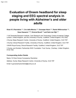Evaluation of Dreem headband for sleep staging and EEG spectral analysis in people living with Alzheimer's and older adults