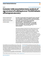 Genome-wide association meta-analysis of age at onset of walking in over 70,000 infants of European ancestry